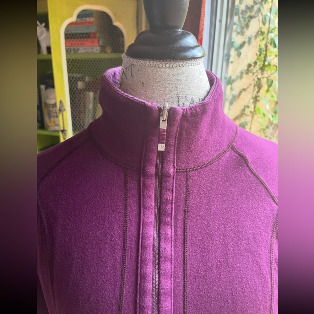 Reversible Purple Striped to Plain Flip Zip Jacket Well-Engineered Sz S / M - Picture 5 of 11